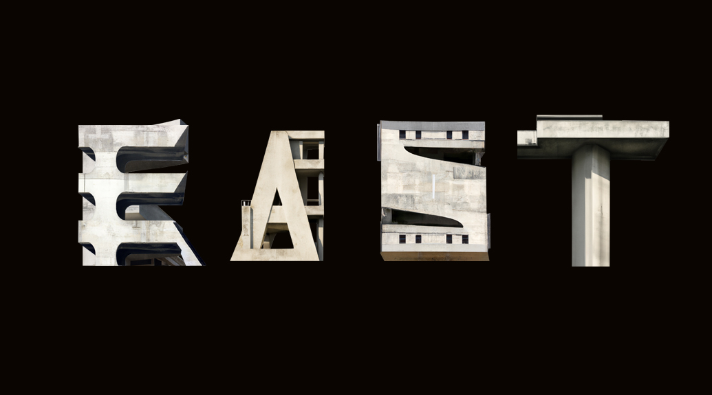 Experimental typography: letter design spells 'east'